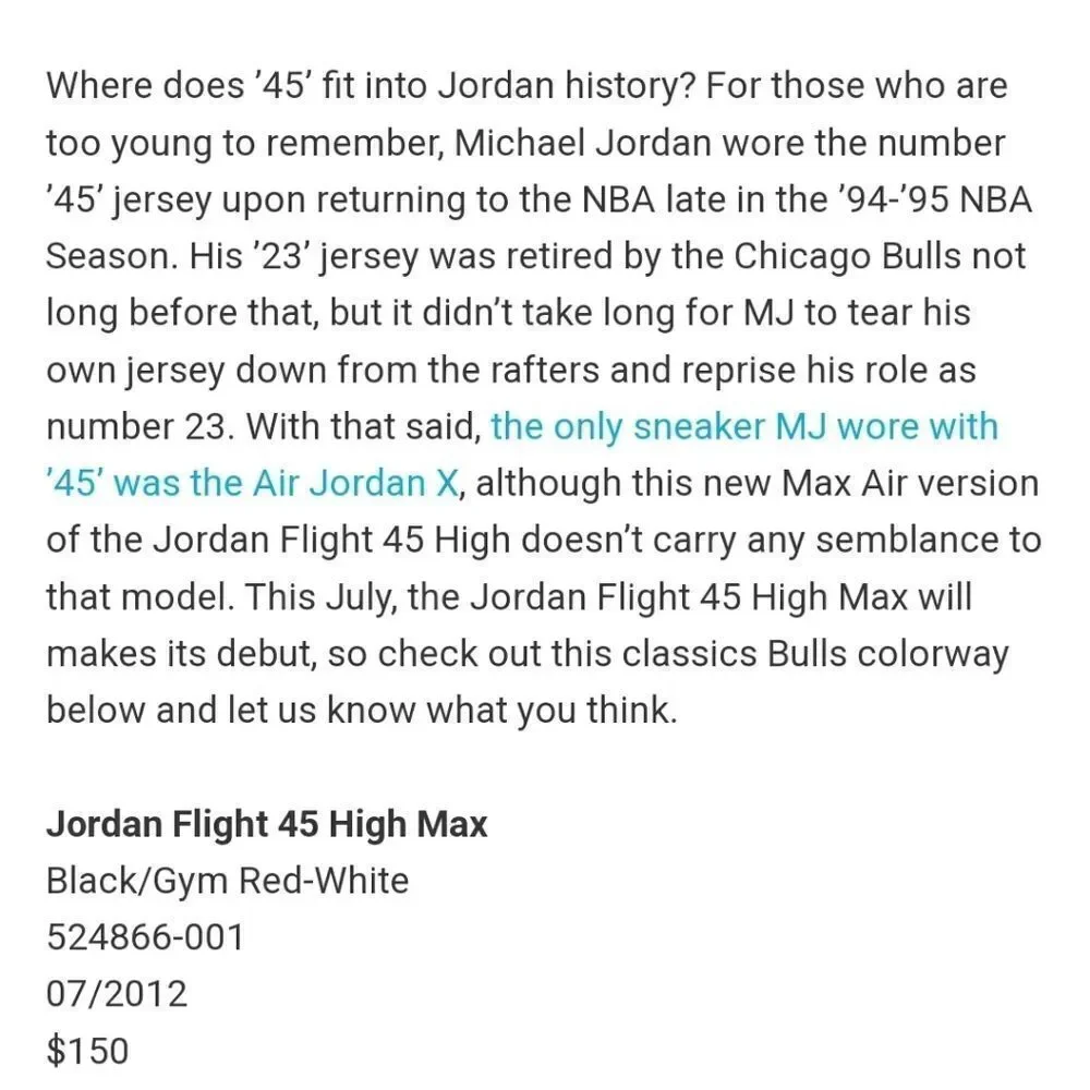 Jordan Flight 45 High Max Sneakers